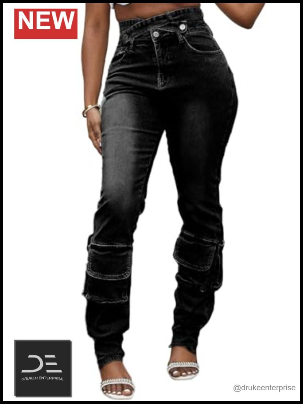 Women's High Waisted Skinny Cargo Jeans Stretchy Y2K Butt Lifting Denim Pants